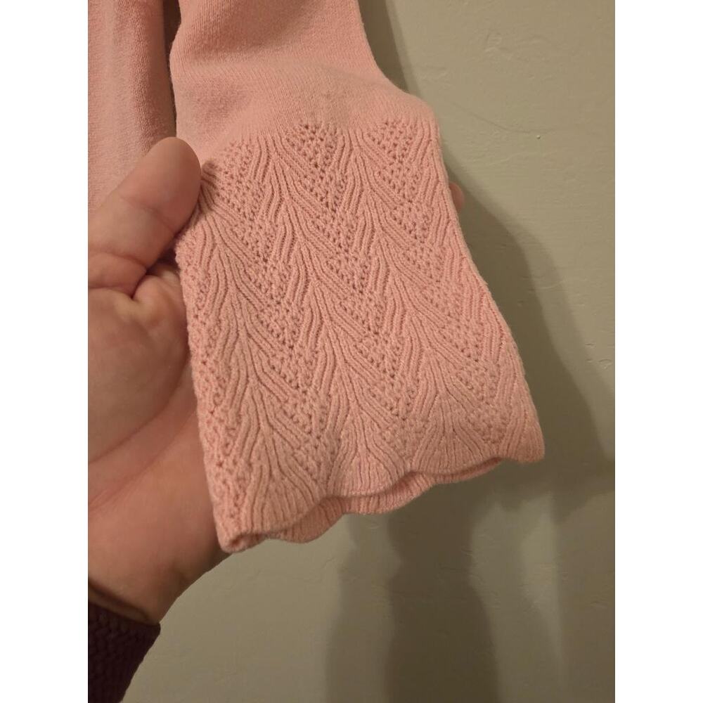 Soft Girl Pink Knit Sweater V Neck Cottagecore Feminine Vintage Style - Picture 2 of 5